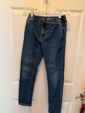 Mini Boden youth girls Navy Blue Slim Straight Jeans with Drawstring 10Y